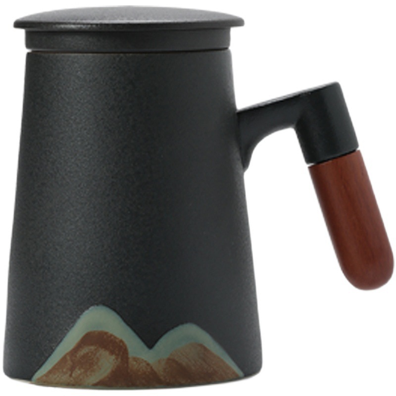 泡茶杯茶水分離過濾杯陶瓷印制logo辦公杯個人杯馬克杯